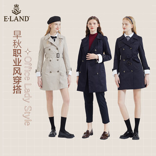 【sorona环保】eland衣恋通勤假两件美拉德英伦风风衣外套中长款