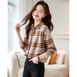 esey逸阳格子长袖翻领衬衫女y22c084517