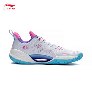 LI-NING 李宁 超轻V2-多巴胺丨篮球鞋男子全能高回弹篮球专业比赛鞋ABAT029 标准白/荧光耀粉-11 45