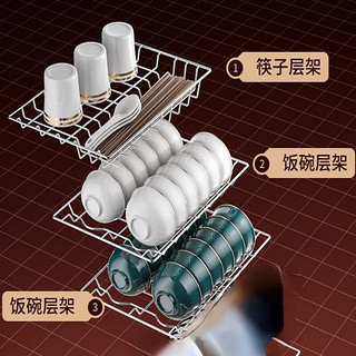 NGNLW消毒柜家用小型厨房台式餐具紫外线烘干碗柜不锈钢高温柜   热风烘干68升单门负离子