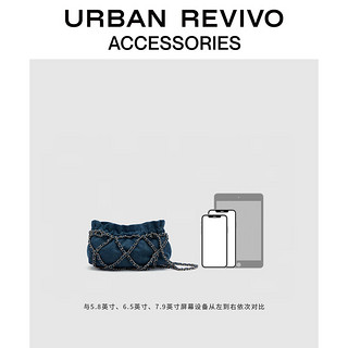 URBAN REVIVO女士经典复古链条牛仔单肩包UAWB30158 中灰蓝