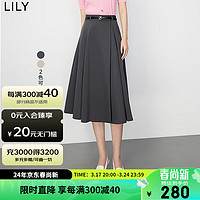 LILY 2023秋新款女装优雅通勤高腰半身裙小个子a字裙高腰显瘦遮胯 501灰色 L