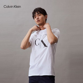 Calvin Klein Jeans24春夏男士休闲通勤经典字母印花纯棉短袖T恤40KC829 YAA-月光白 S