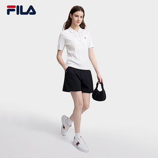 FILA 斐乐织衫女简约时尚休闲通勤POLO领短袖上衣