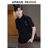 URBAN REVIVO UR2024夏季新款男装轻商务基础纯色通勤Polo领短袖T恤UMB440004 正黑 S