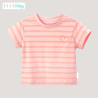 ELLE BABY 儿童条纹棉T恤 粉色条纹 100码