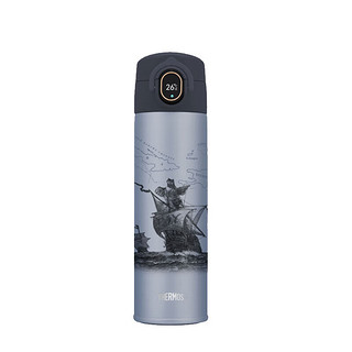 膳魔师（THERMOS）智能保温杯弹盖款470ml大容量男女士水杯子TEEA-470S BL (Navi) 曙光银 470ml