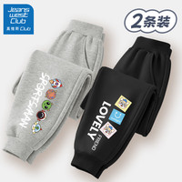 JEANSWEST CLUB真维斯集团儿童卫裤春秋款男童宽松韩版长裤2024大童裤子春装 五只兽K_右下灰+可爱狗K_右下黑 160cm(160cm)