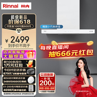 林内（Rinnai）油烟机欧式顶吸T型家用吸油烟机排小尺寸抽油烟机近吸 白色22m³大吸力小户型 NR12EA(W)