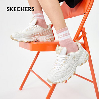 斯凯奇（Skechers）女鞋2024春季休闲运动鞋熊猫鞋厚底增高老爹鞋 214-WNT白色/自然色 36.5