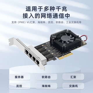  EB-LINK 四电口 PCI-E网卡 风扇