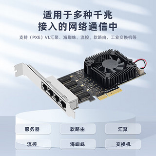 EB-LINK PCI-E X4 2.5G四口网卡2500M千兆4电口有线网卡esxi软路由PXE无盘启动汇聚网络适配器带风扇