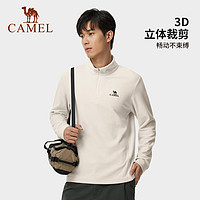 CAMEL 骆驼 长袖T恤男2024春秋新款宽松半立领拉链抓绒衣卫衣女