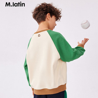 M.Latin/马拉丁童装男女童卫衣24春装主题线条印花拼色卫衣 翠绿 160cm