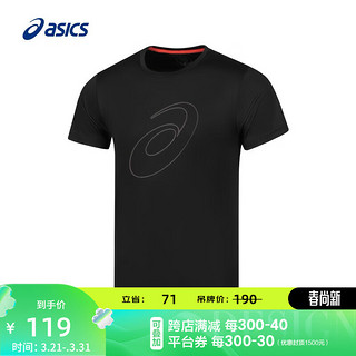 ASICS 亚瑟士 运动T恤男子跑步短袖透气舒适运动上衣 2011C856-001 黑色 XL