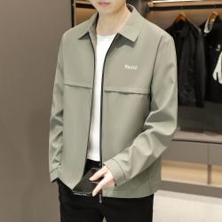 folunsi佛伦斯男式夹克春季翻领休闲百搭纯色开衫长袖外套男