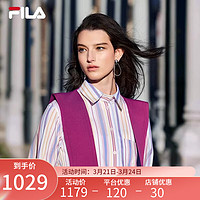 FILA 斐乐 Emerald斐乐女子女装上衣2024夏竖条纹休闲时尚披肩衬衫 三角梅粉-PK 165/84A/M