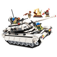 QMAN 启蒙 军事系列雷霆使命坦克装甲战车拼装积木男孩儿童玩具模型3206