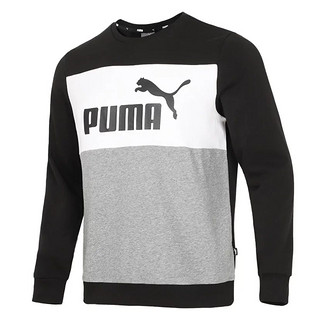 PUMA 彪马 圆领长袖卫衣男装上衣拼接撞色时尚休闲运动针织套头衫