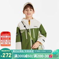 Jeep童装儿童冲锋衣2024春季防水防风男女童夹克户外登山服外套 军绿 150cm