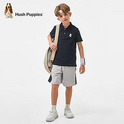 Hush Puppies 暇步士 童装男童2024夏季短袖POLO衫轻薄舒适百搭短袖 藏蓝 170cm