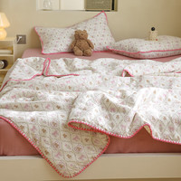 安睡宝（SOMERELLE）全棉双层纱大豆纤维夏凉被家用双人空调被夏季A类薄被子可机洗被 芭比熊【20%大豆纤维填充】 200X230cm单夏被【A类全棉面料】