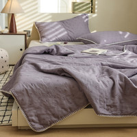 安睡宝（SOMERELLE）全棉双层纱大豆纤维夏凉被家用双人空调被夏季A类薄被子可机洗被 紫樱桃【20%大豆纤维填充】 120x150cm单夏被【A类全棉面料】