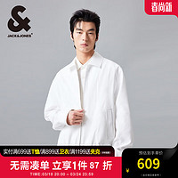 杰克·琼斯（JACK&JONES）夏季夹克外套男装宽松纯色拉链字母刺绣日常百搭224221005 A06雪白色 常规 A06雪白色 165/88A/XS