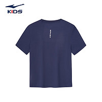 鸿星尔克（ERKE）儿童装男童速干短袖t恤夏季短T男生夏装中大童运动半袖T恤 蓝黑色 101cm