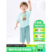 巴拉巴拉儿童睡衣夏季宝宝家居服套装男女童空调服小童中大童 绿色调00344 120cm