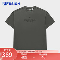 FILA FUSION斐乐潮牌款短袖T恤2024夏季宽松纯棉上衣男女 蜜魅灰-DY 160/84A/XS