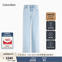 Calvin Klein Jeans24春夏女士复古浅蓝纯棉低腰宽松垮裤牛仔裤J223381 1AA-牛仔浅蓝 26