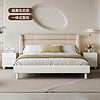掌上明珠家居（M&Z）双人床主卧室生态皮床排骨架软靠背环保大床 床+床头柜×1 1.8米款