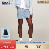 TOMMY JEANS24春夏女装纯棉复古美式浅蓝水洗牛仔短裙DW0DW17674 牛仔蓝1AB 28
