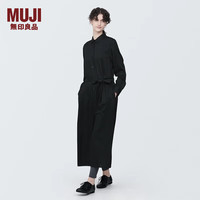 無印良品 MUJI(無印良品 )女式 粘纤混 衬衫领 长袖连衣裙 女装长裙裙子 早春BC2J2A4S 黑色 XXL(170/96A)