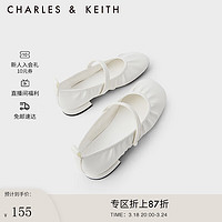 CHARLES & KEITH CHARLES＆KEITH2021春季新品CK1-70360134女士褶皱玛丽珍鞋单鞋 White白色 36