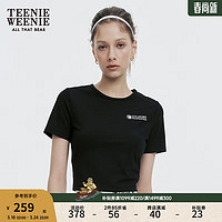 TEENIE WEENIE 小熊女装2024速干修身短款运动T恤小个子瑜伽服 黑色 165/M