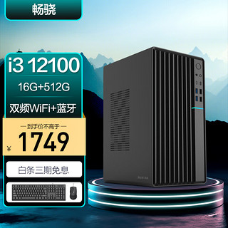 畅骁 12代i3-12100 16G 512G WiFi蓝牙 商务键鼠）台式组装电脑主机商用办公游戏mini小主机