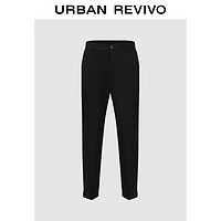 URBAN REVIVO 男士简约轻商务休闲纯色松紧腰休闲裤 UMU640026 正黑 29