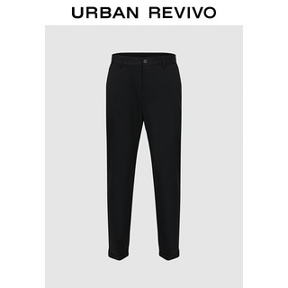 URBAN REVIVO 男士简约轻商务休闲纯色松紧腰休闲裤 UMU640026 正黑 29