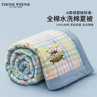TEENIE WEENIE小熊A类空调被薄棉被双人夏凉被宿舍夏季薄被子单人夏被纤维被 RowingClub-云朵五彩格配新兰灰 夏被四件套:夏被200×230cm