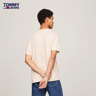 TOMMY JEANS 24春季男纯棉平纹针织签字刺绣合身短袖T恤DM0DM17994 米白色ACG XL （：165-180斤）
