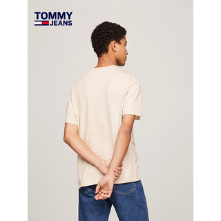 TOMMY JEANS 24春季男纯棉平纹针织签字刺绣合身短袖T恤DM0DM17994 米白色ACG S （：120-135斤）