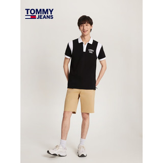 TOMMY JEANS24春季男装美式复古刺绣撞色运动合身短袖POLO衫18919 黑色BDS S