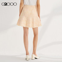 G2000【易打理】G2000女装SS24商场简约花呢面料高雅A型喇叭短裙 花呢布-浅红色18寸 34