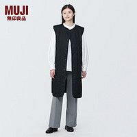 无印良品 MUJI 女式  木棉混 长款马甲 背心马夹女款春季早春BD0YMA4S 黑色 XS (150/76A)