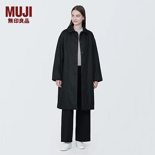 无印良品（MUJI）女式 木棉混 立领大衣 风衣外套女春季 早春 BD0YLA4S 黑色 XXL 170/96A