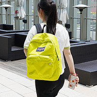 JANSPORT 杰斯伯 2023新款荧光绿女大学生男士书包双肩包电脑旅行包