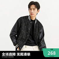太平鸟男装 秋季新款小香风撞色拼接棒球领夹克男士宽松外套 L