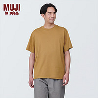 无印良品 MUJI 男式 天竺织圆领短袖T恤男士打底衫男款夏季AB1MIA4S 深暗黄色 M (170/92A)